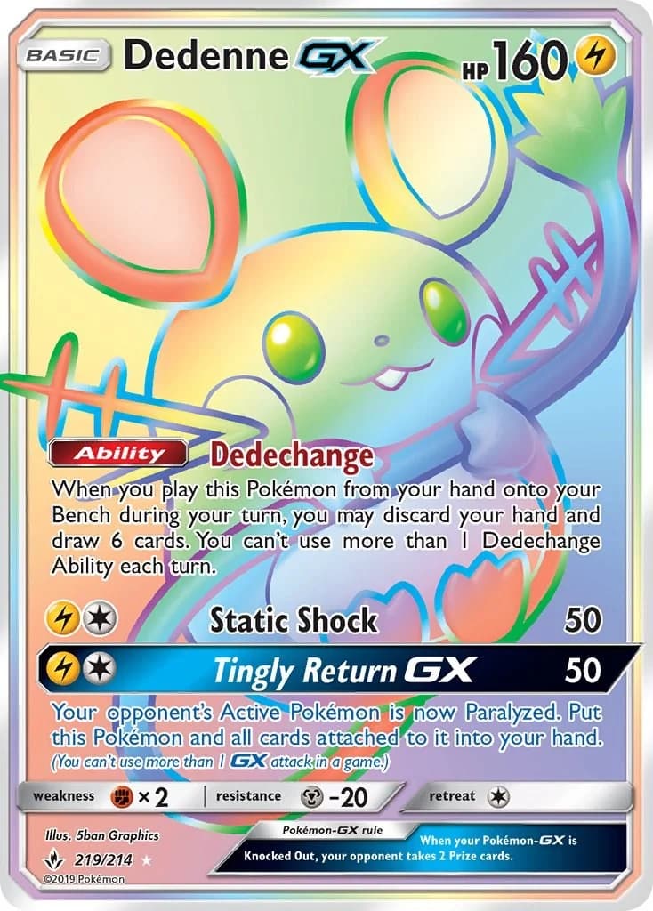 Dedenne GX Unbroken Bonds 219 Pokémon card