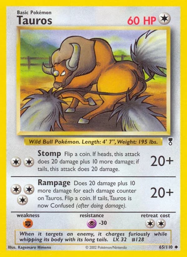 Tauros [Reverse Holo] Legendary Collection 65 Pokémon card