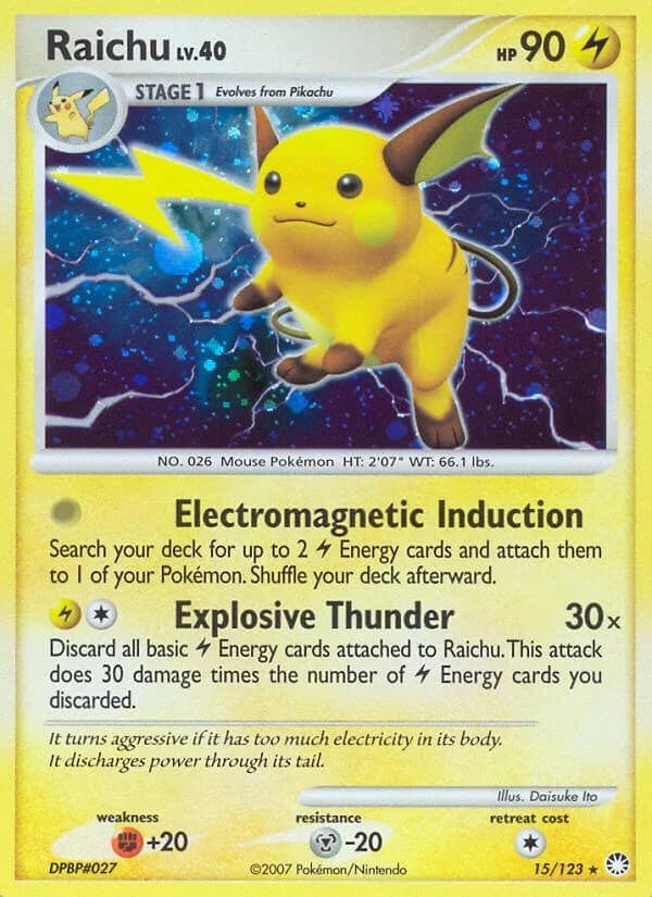 Raichu Mysterious Treasures 15 Pokémon card
