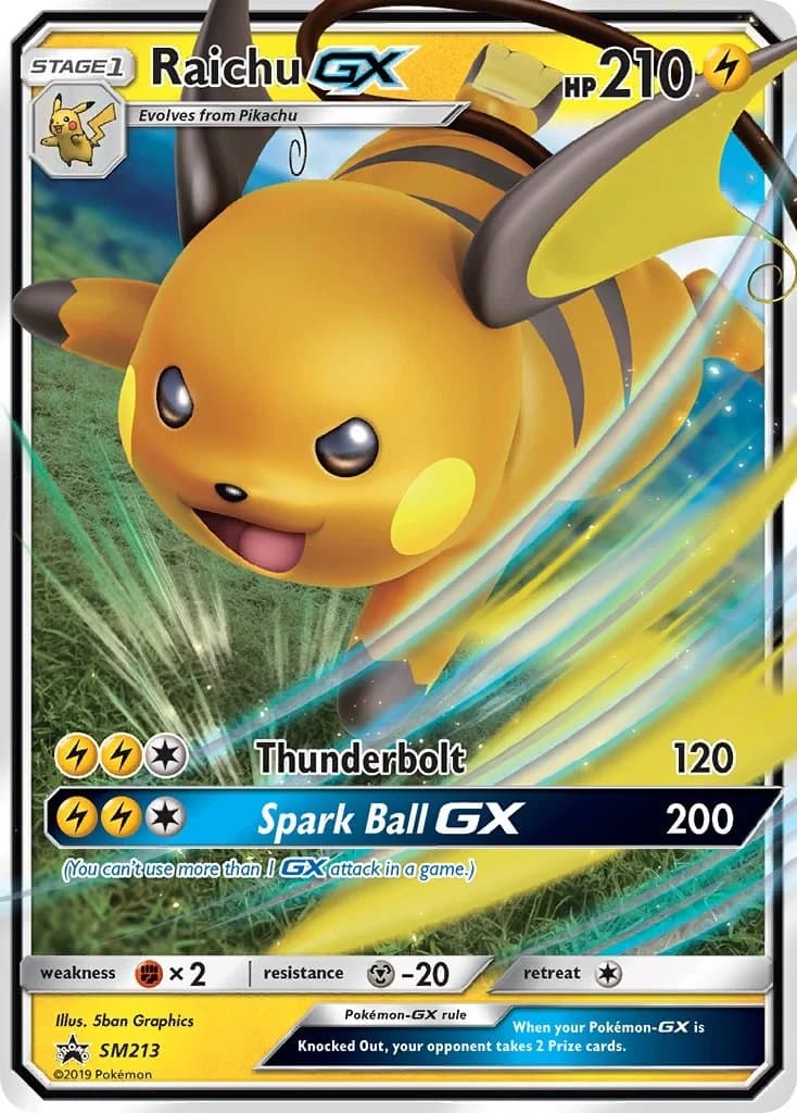 Raichu GX Promo SM213 Pokémon card