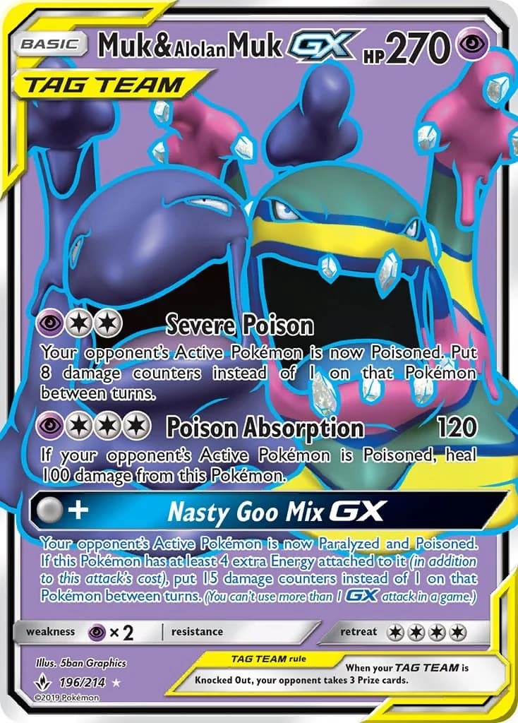 Muk & Alolan Muk GX Unbroken Bonds 196 Pokémon card