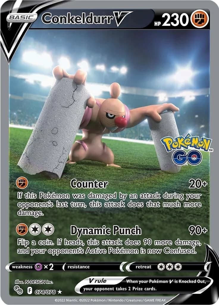 Conkeldurr V Go 74 Pokémon card