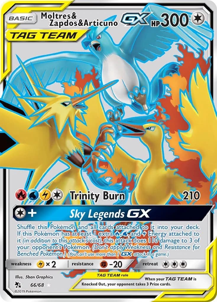 Moltres & Zapdos & Articuno GX Hidden Fates 66 Pokémon card