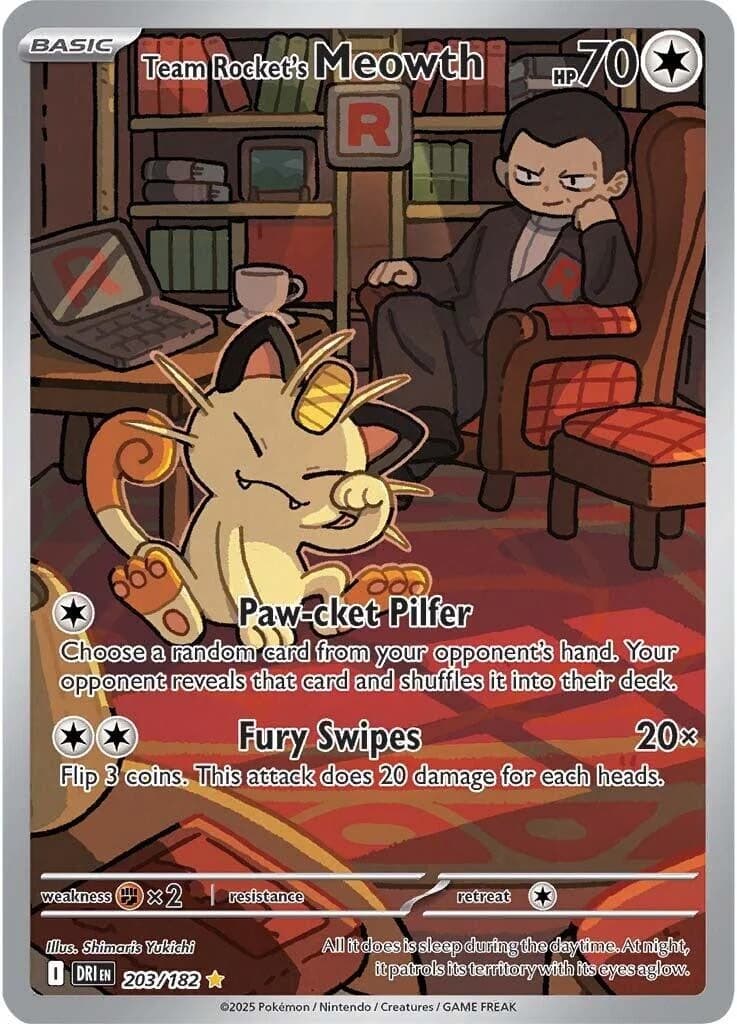 Team Rocket's Meowth Destined Rivals 203 Pokémon card