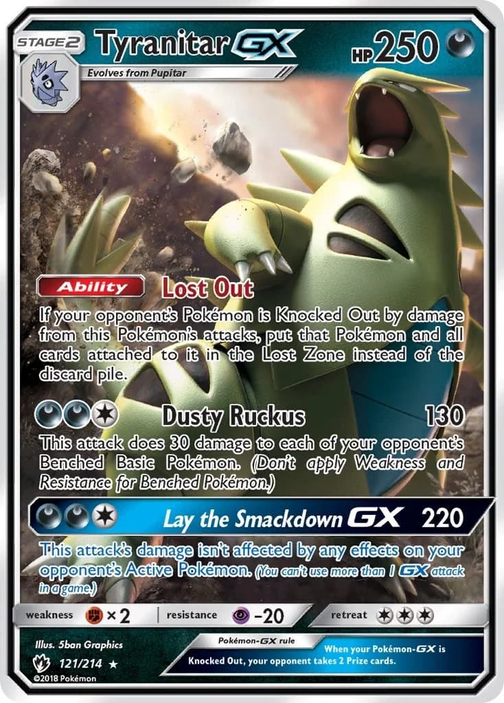 Tyranitar GX Lost Thunder 121 Pokémon card