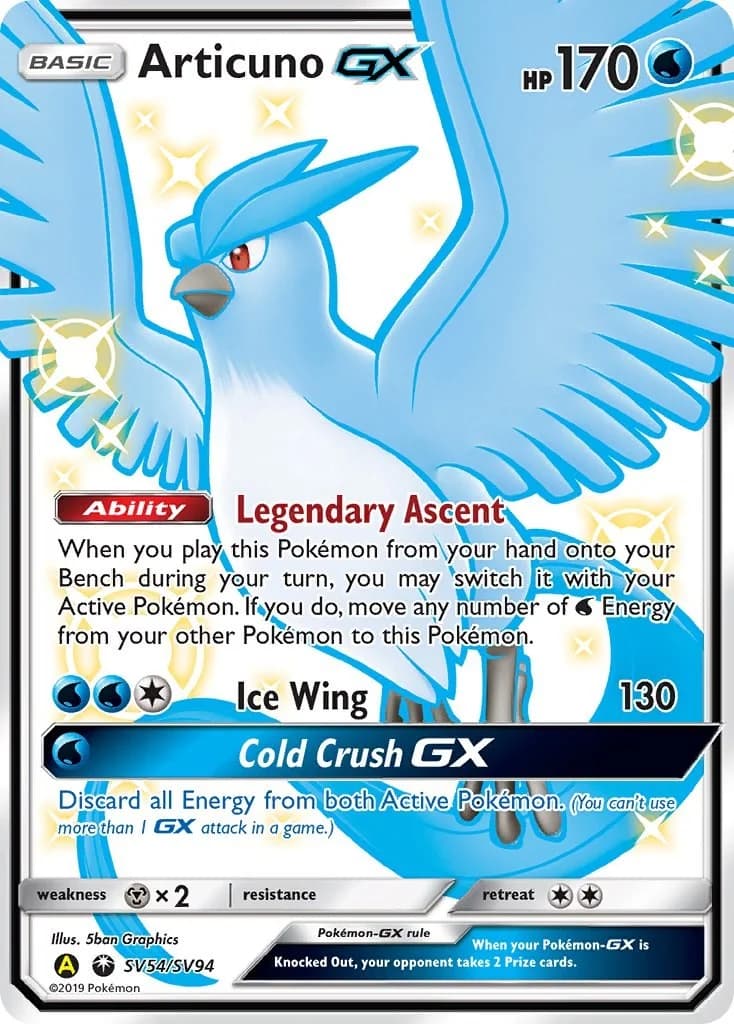 Articuno GX Hidden Fates SV54 Pokémon card