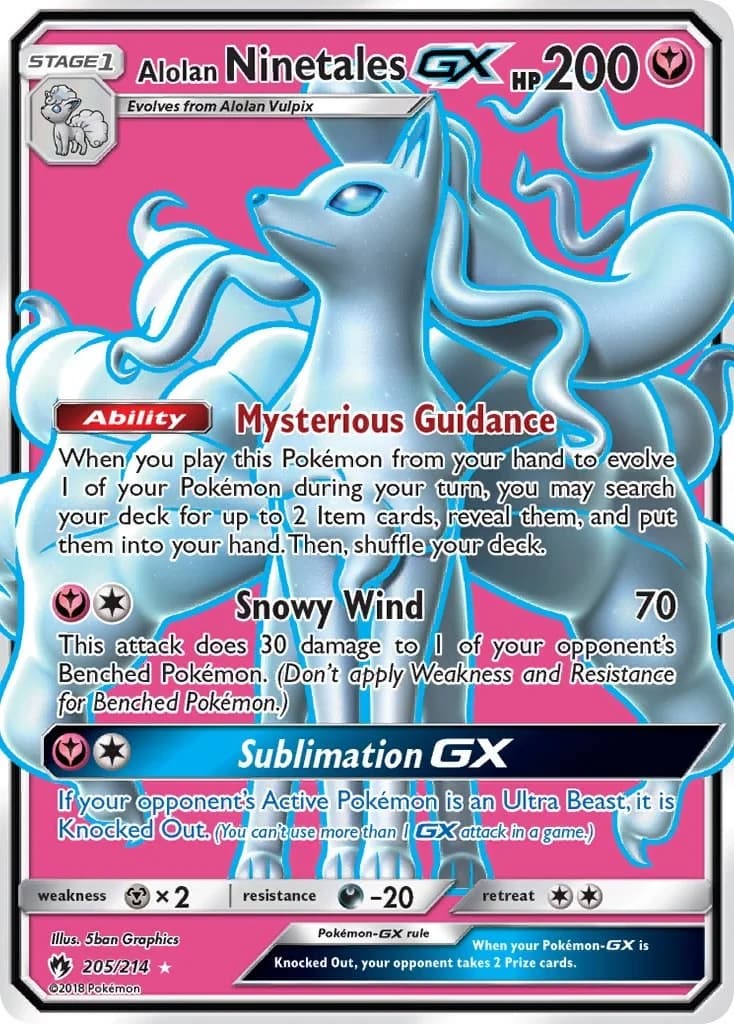 Alolan Ninetales GX Lost Thunder 205 Pokémon card