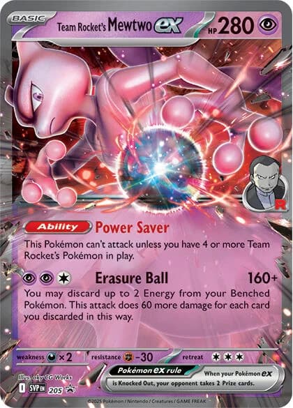 Team Rocket's Mewtwo Ex Promo 205 Pokémon card
