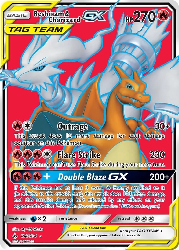 Reshiram & Charizard GX Unbroken Bonds 194 Pokémon card