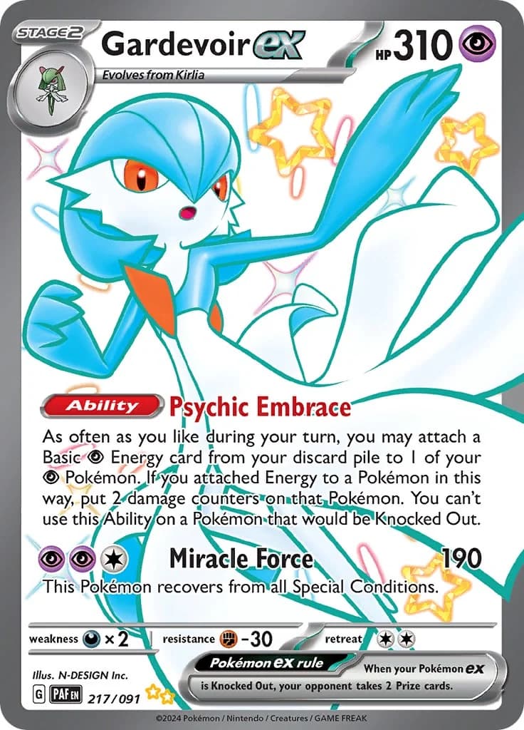 Gardevoir ex Paldean Fates 217 Pokémon card