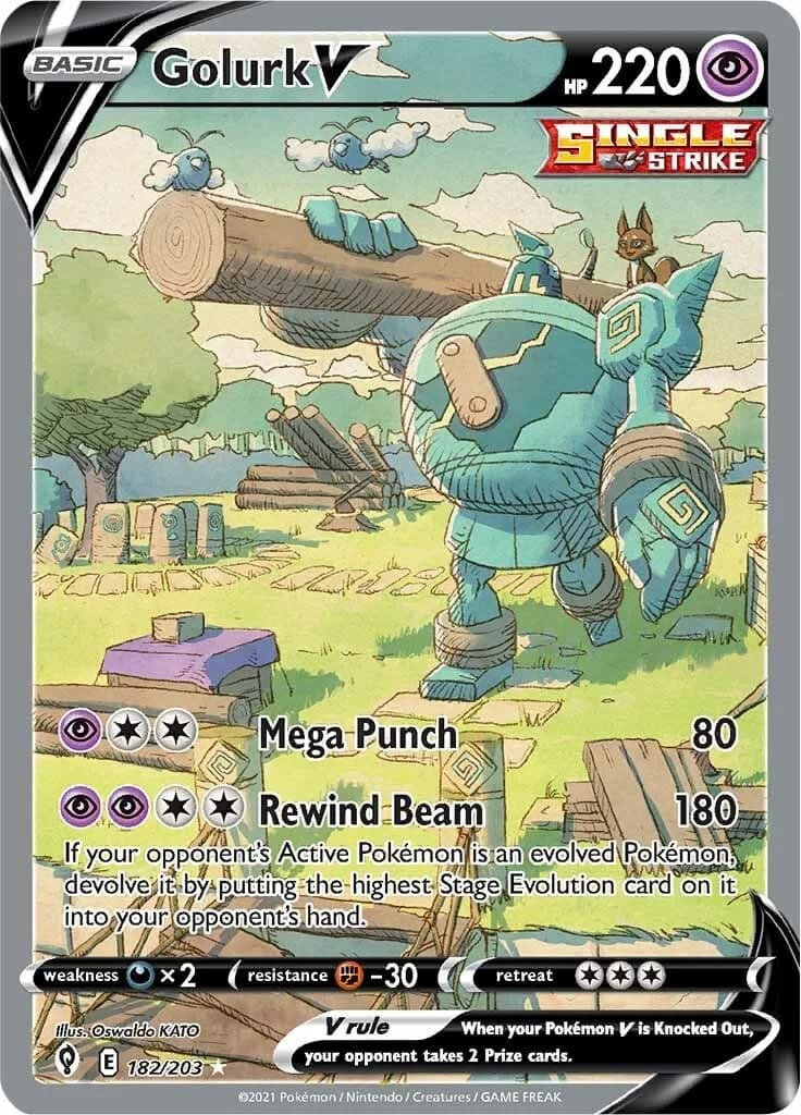 Golurk V Evolving Skies 182 Pokémon card