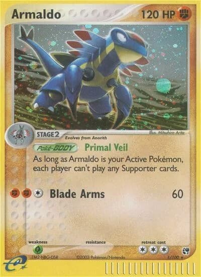 Armaldo Sandstorm 1 Pokémon card