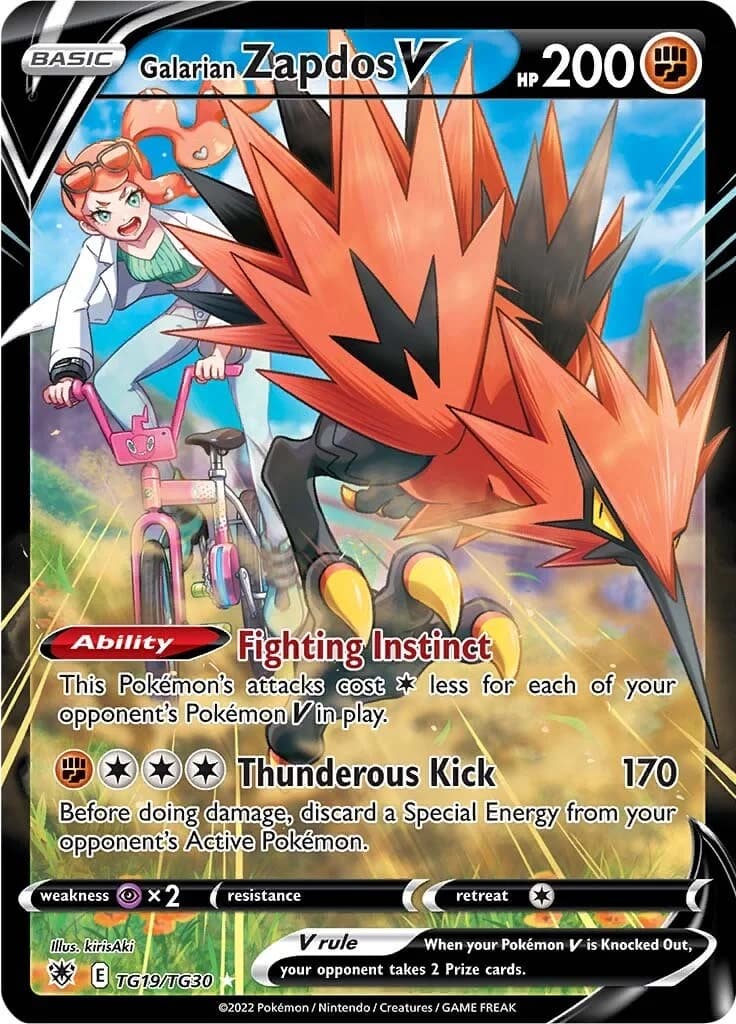 Galarian Zapdos V Astral Radiance TG19 Pokémon card