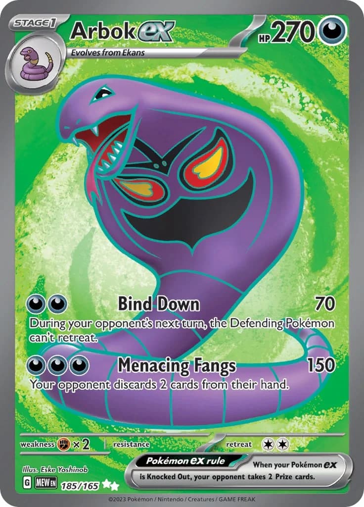 Arbok ex Scarlet & Violet 151 185 Pokémon card
