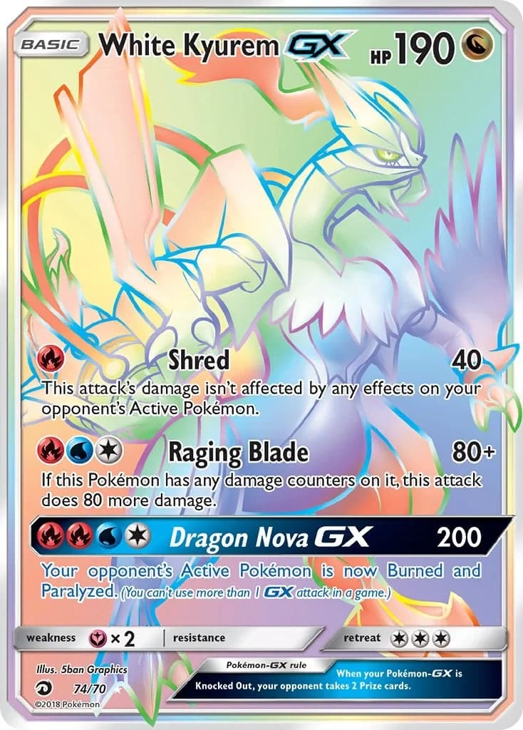 White Kyurem GX Dragon Majesty 74 Pokémon card