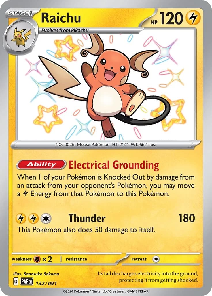 Raichu Paldean Fates 132 Pokémon card