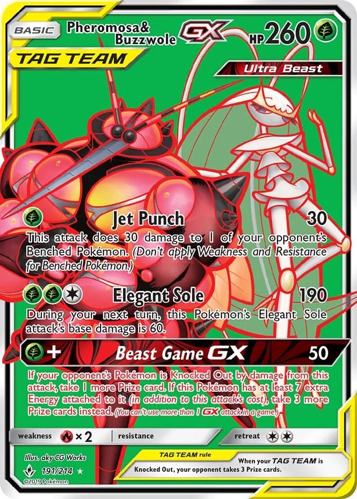 Pheromosa & Buzzwole GX Unbroken Bonds 191 Pokémon card