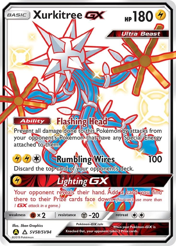 Xurkitree GX Hidden Fates SV58 Pokémon card