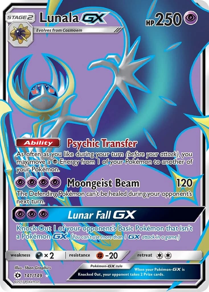 Lunala GX Sun & Moon 141 Pokémon card
