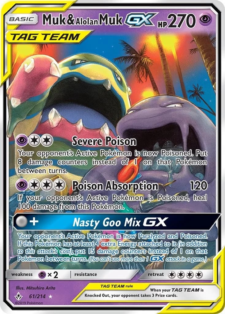 Muk & Alolan Muk GX Unbroken Bonds 61 Pokémon card