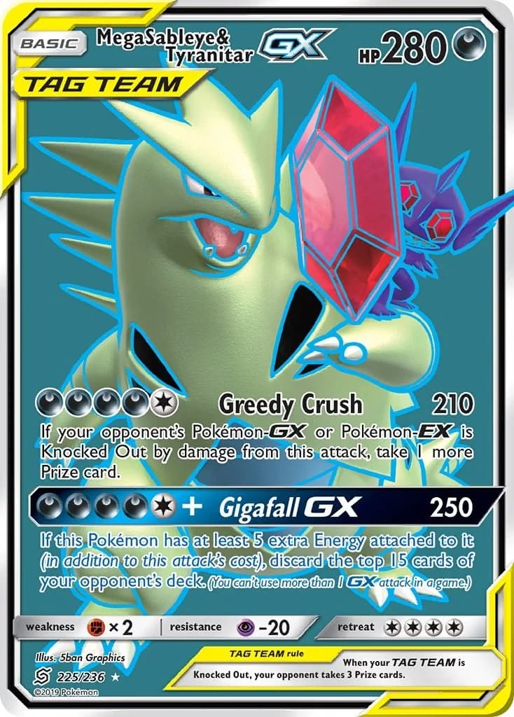 Mega Sableye & Tyranitar GX Unified Minds 225 Pokémon card