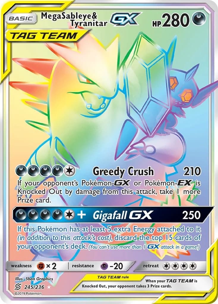 Mega Sableye & Tyranitar GX Unified Minds 245 Pokémon card
