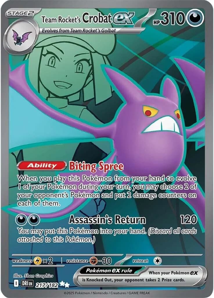 Team Rocket's Crobat ex Destined Rivals 217 Pokémon card