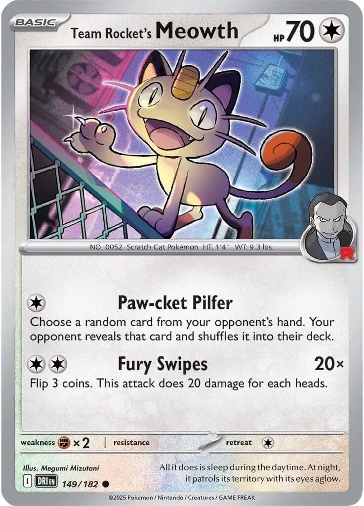 Team Rocket's Meowth Destined Rivals 149 Pokémon card