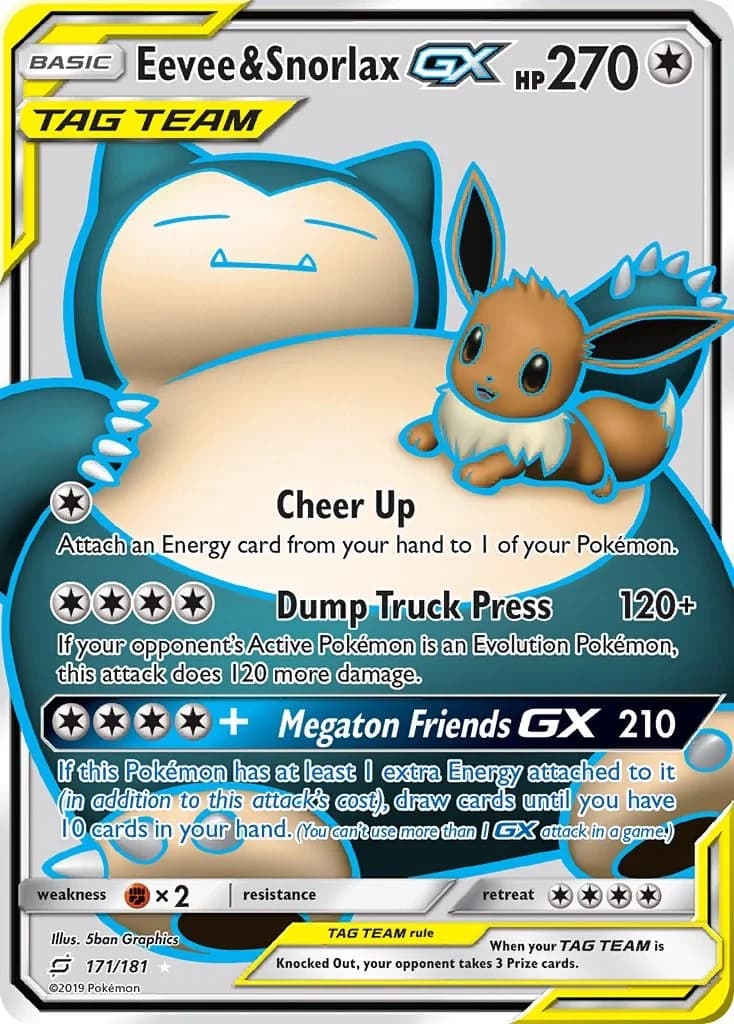 Eevee & Snorlax GX Team Up 171 Pokémon card