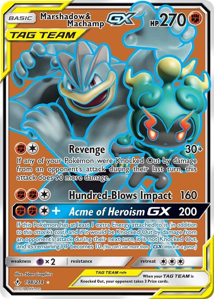 Marshadow & Machamp GX Unbroken Bonds 198 Pokémon card