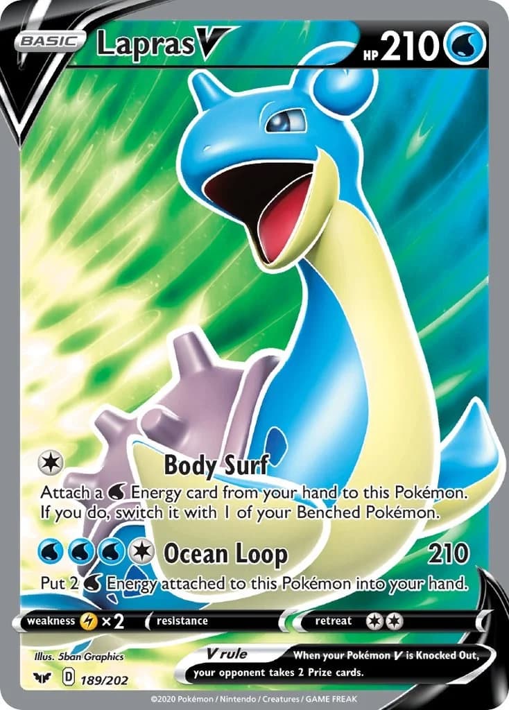 Lapras V Sword & Shield 189 Pokémon card