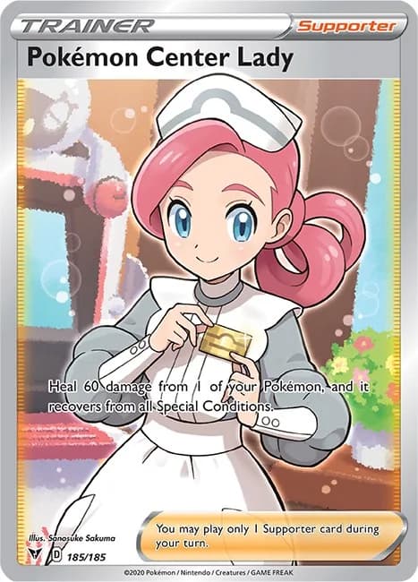 Pokemon Center Lady Vivid Voltage 185 Pokémon card