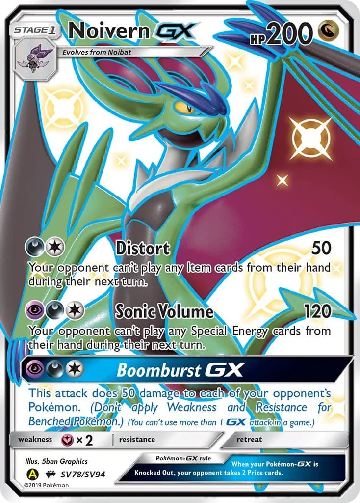 Noivern GX Hidden Fates SV78 Pokémon card