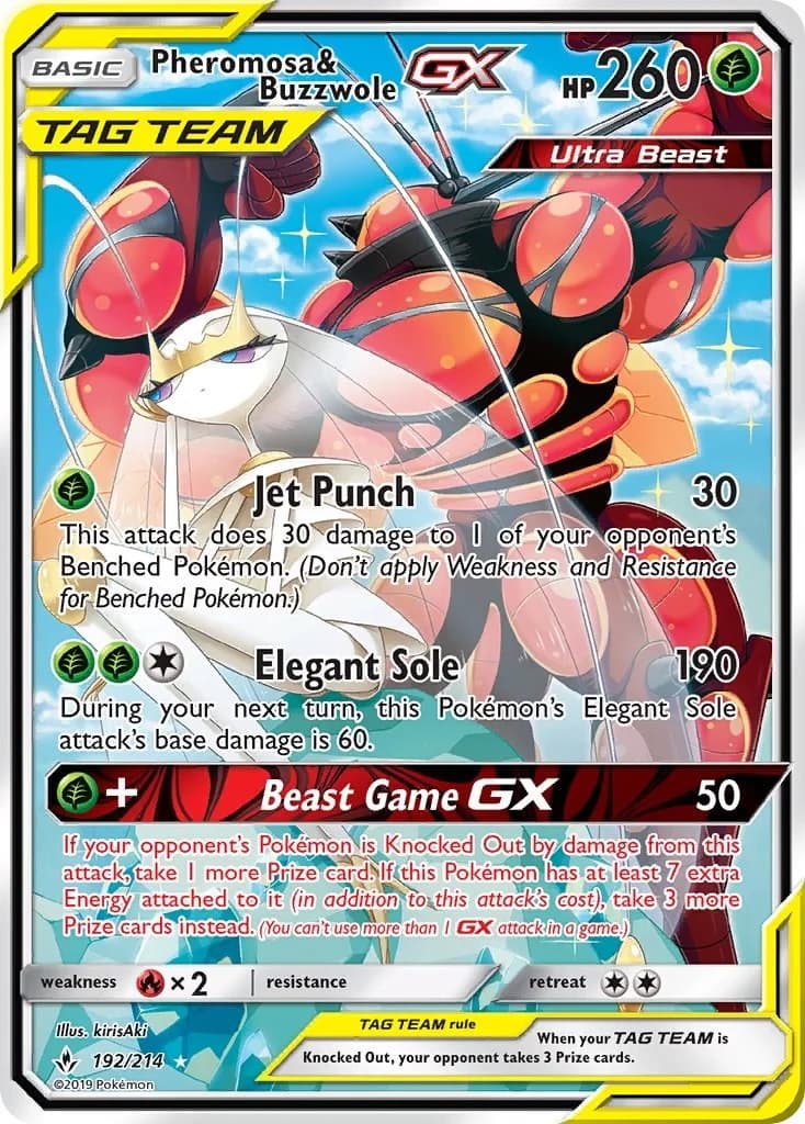 Pheromosa & Buzzwole GX Unbroken Bonds 192 Pokémon card