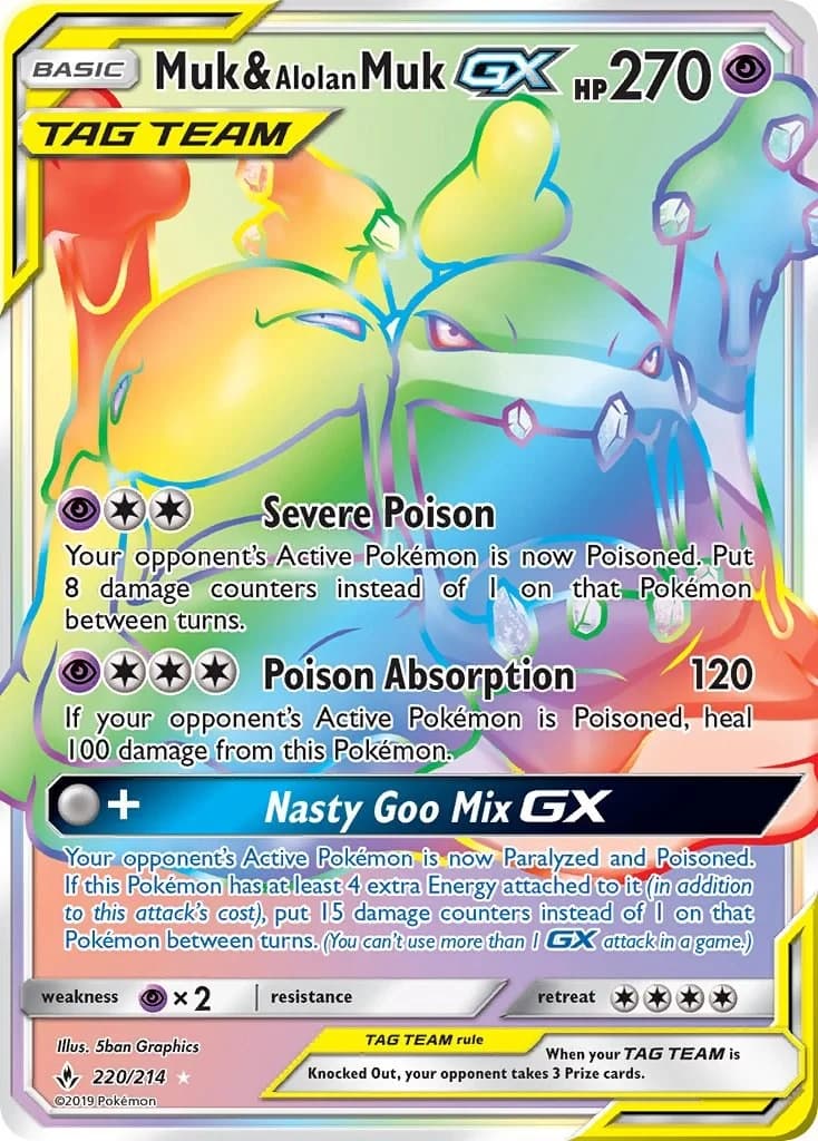 Muk & Alolan Muk GX Unbroken Bonds 220 Pokémon card