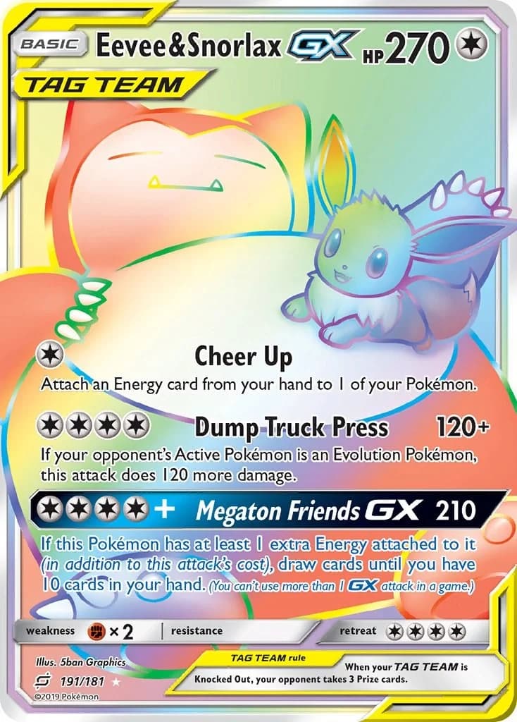 Eevee & Snorlax GX Team Up 191 Pokémon card