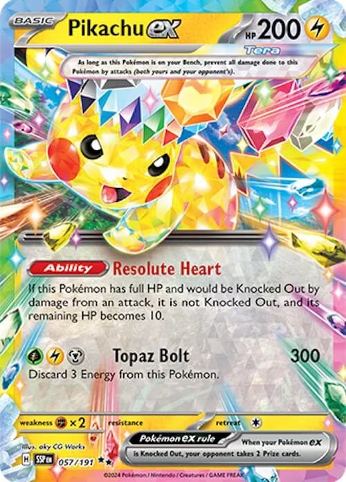 Pikachu ex Surging Sparks 57 Pokémon card