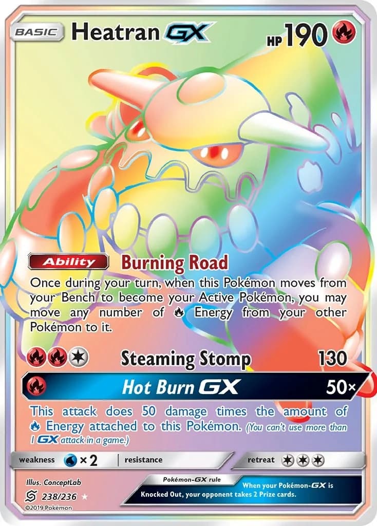 Heatran GX Unified Minds 238 Pokémon card