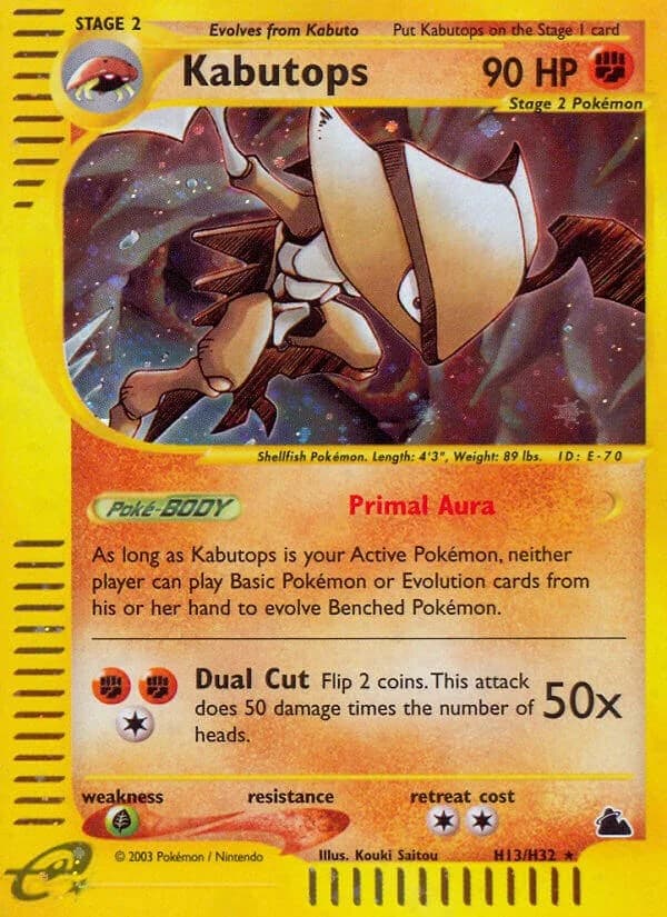 Kabutops Skyridge H13 Pokémon card