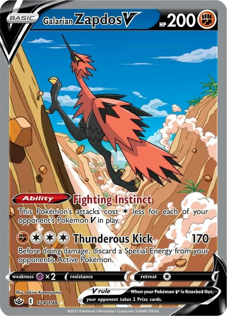 Galarian Zapdos V Chilling Reign 174 Pokémon card