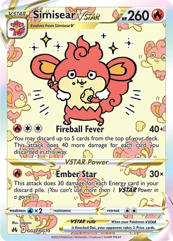 Simisear VSTAR Crown Zenith GG37 Pokémon card