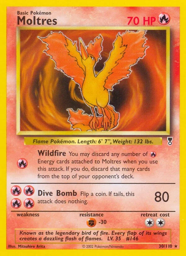 Moltres [Reverse Holo] Legendary Collection Pokémon card