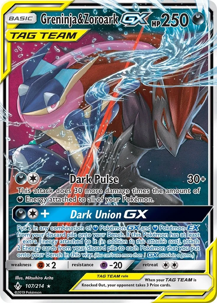 Greninja & Zoroark GX Unbroken Bonds PSA 10 Pokémon card
