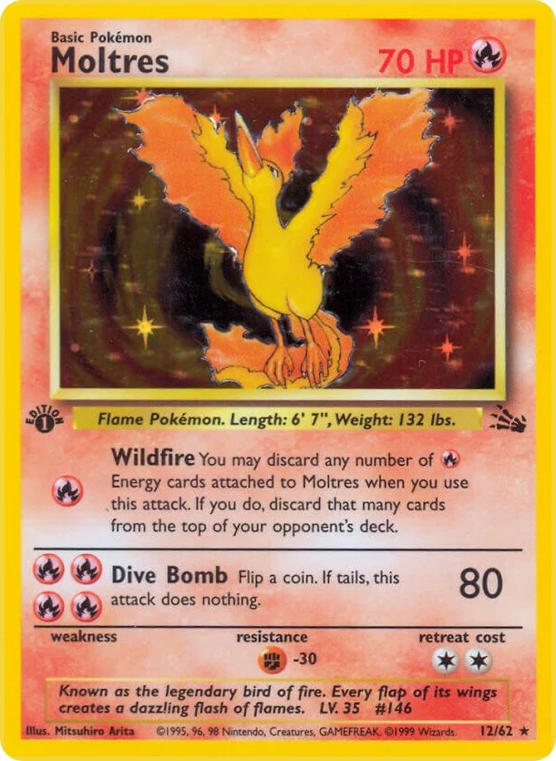 Moltres [1st Edition] Fossil PSA 9 Pokémon card