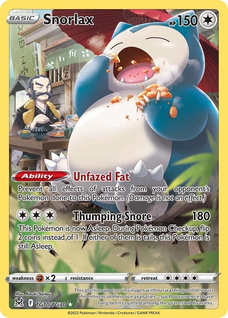 Snorlax Lost Origin PSA 10 Pokémon card