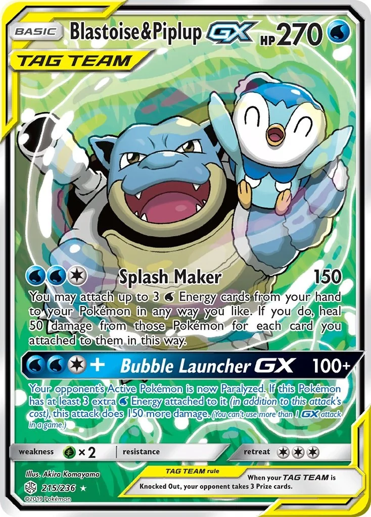 Blastoise & Piplup GX Cosmic Eclipse PSA 10 Pokémon card