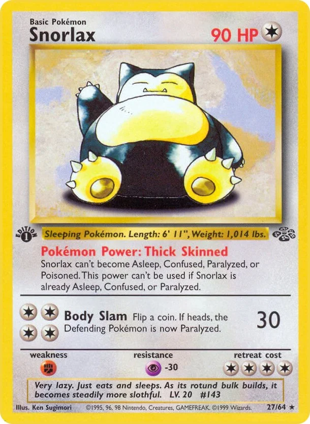 Snorlax [1st Edition] Jungle PSA 10 Pokémon card