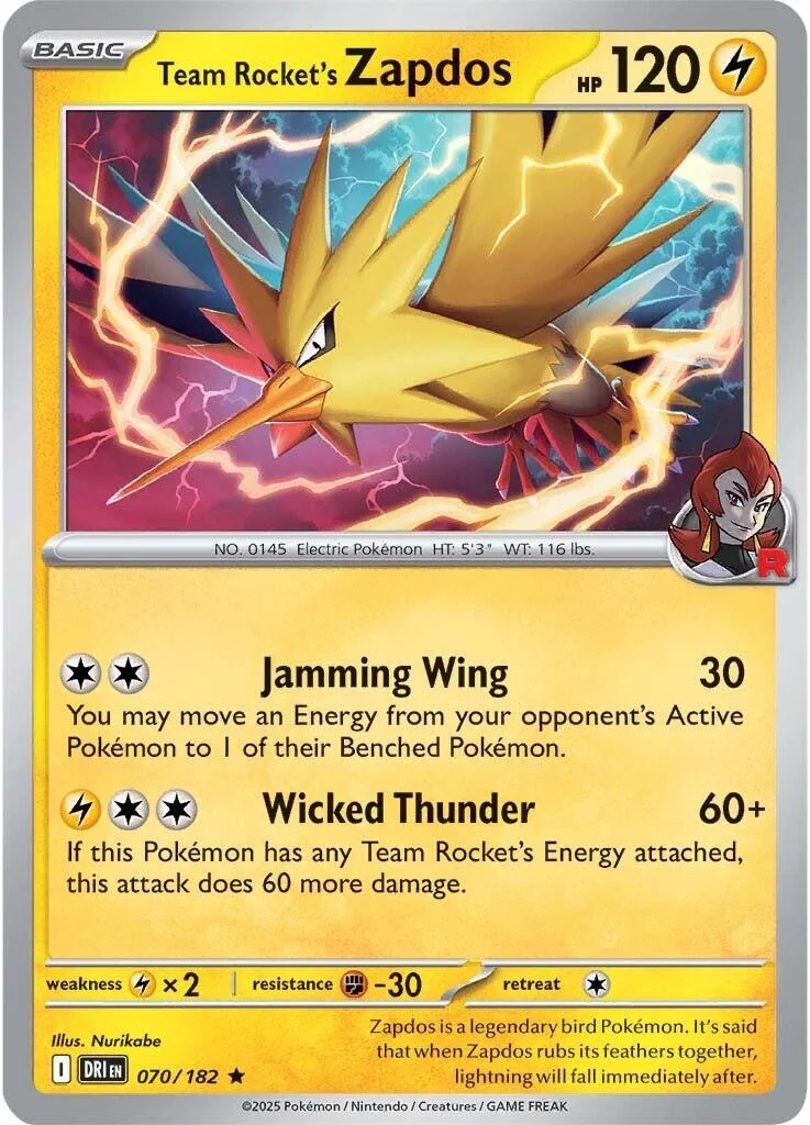 Team Rocket's Zapdos Destined Rivals PSA 10 Pokémon card