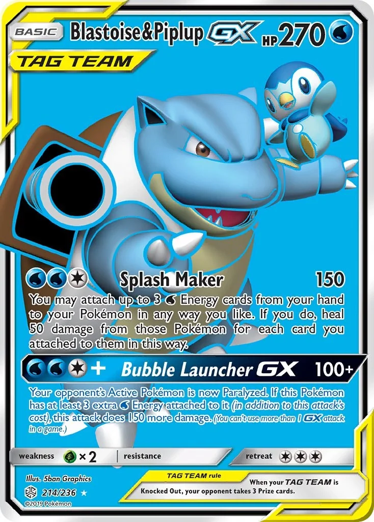 Blastoise & Piplup GX Cosmic Eclipse PSA 10 Pokémon card