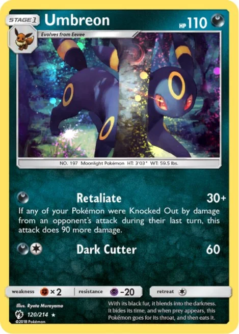 Umbreon [Cosmos Holo] Lost Thunder PSA 9 Pokémon card